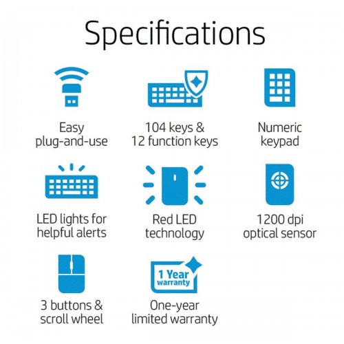 HP-200 Wireless Keyboard and Mouse Combo (Black)HP-200Hewlett-Packard